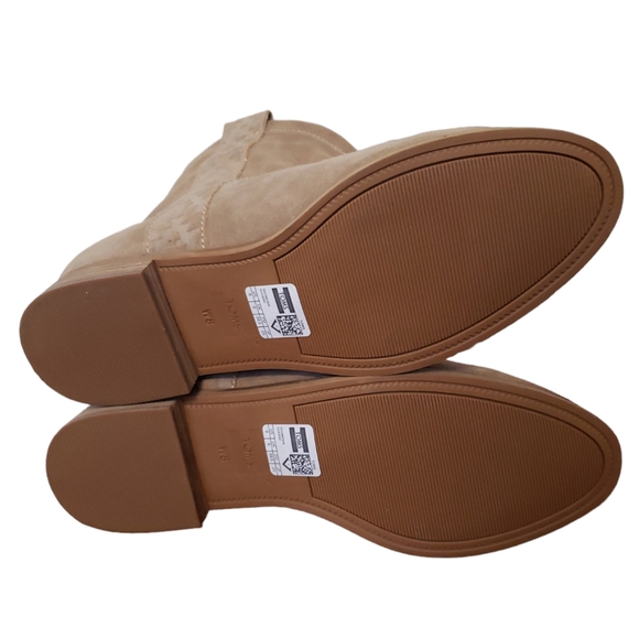 NWT Toms Tan Suede Pull On Slouch Ankle Booties. Amphora Burnished Suede Size 8 - Picture 9 of 16